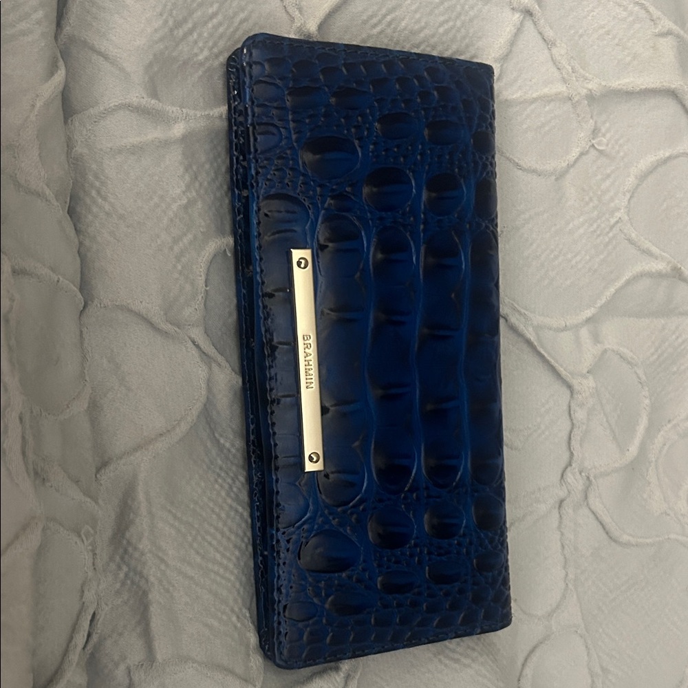 Brahmin Blue Croc-Embossed Wallet